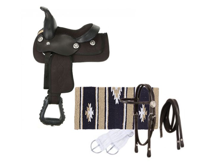 Tough-1 Synthetic Mini Western Saddle set 8 inch main product photo