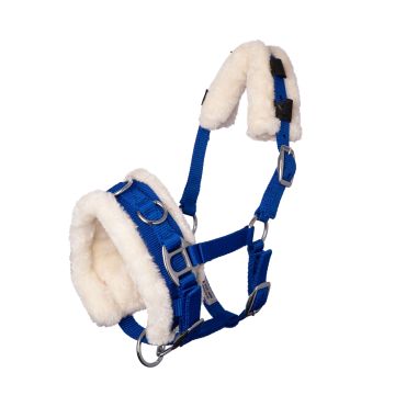MHS Nylon Cavesson z futrem Pony Niebieski
